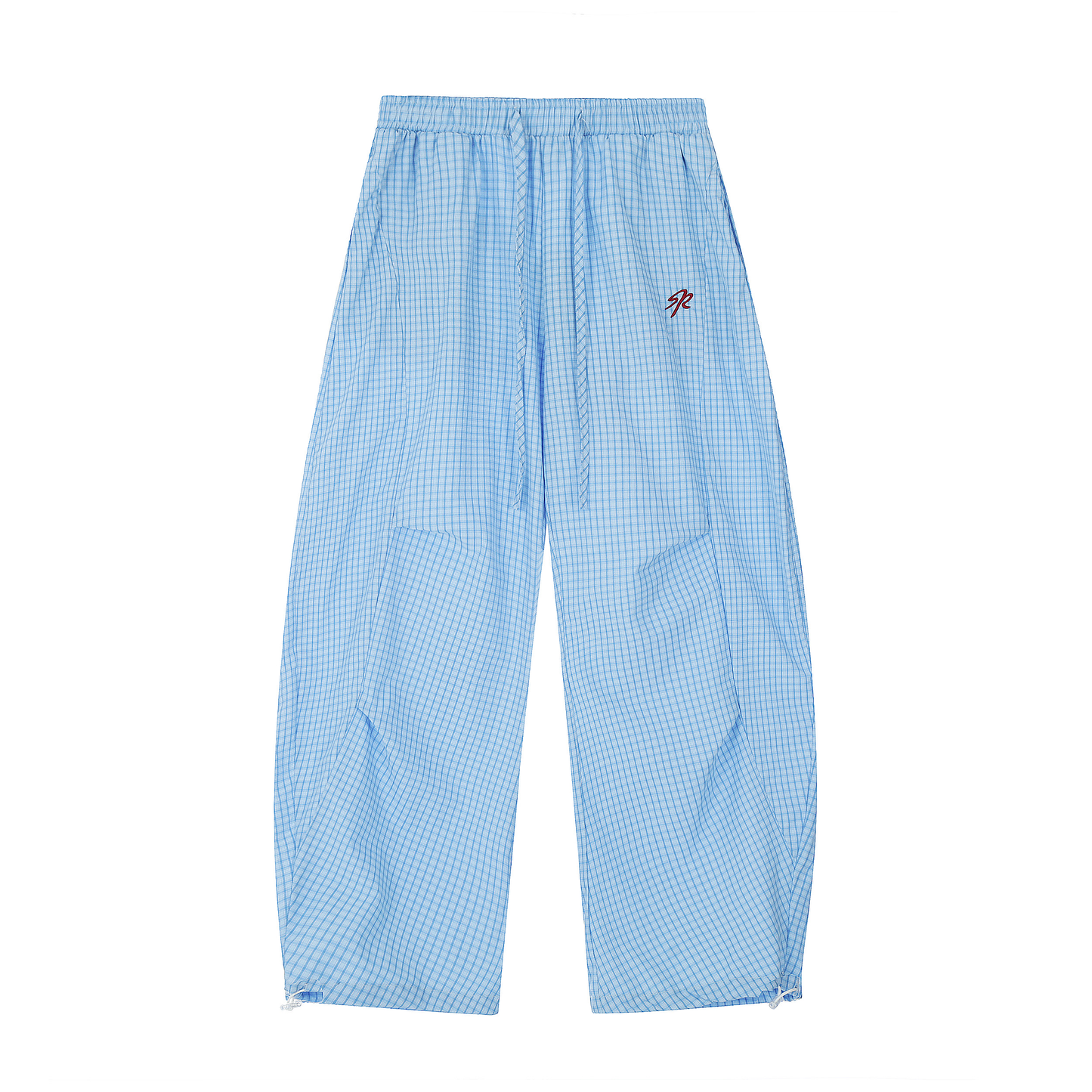 Check embroidered pleated paratrooper pants PA20257