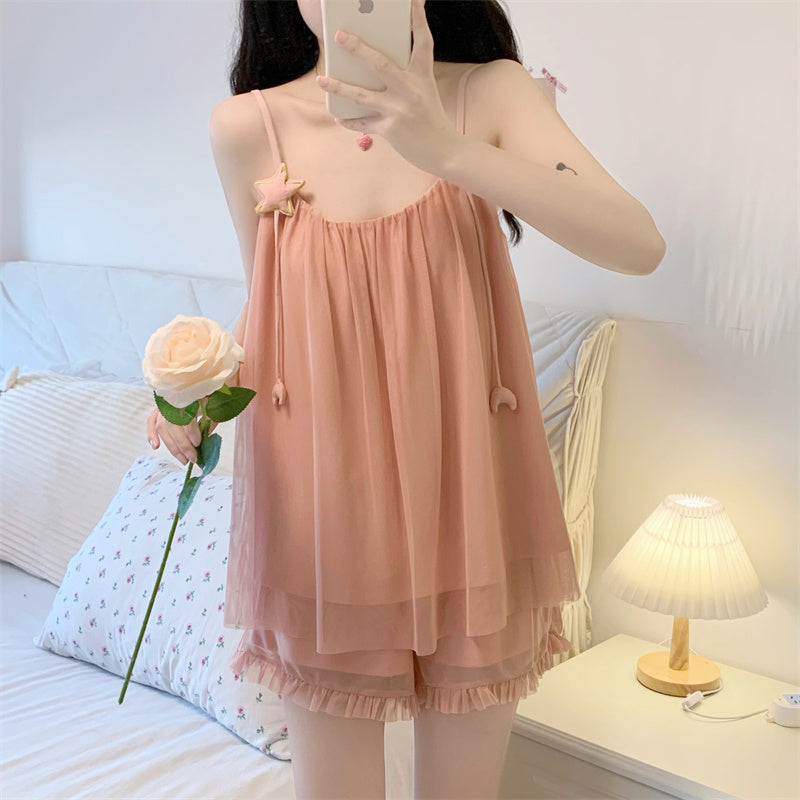Cute Star Suspender Pajamas PL53555