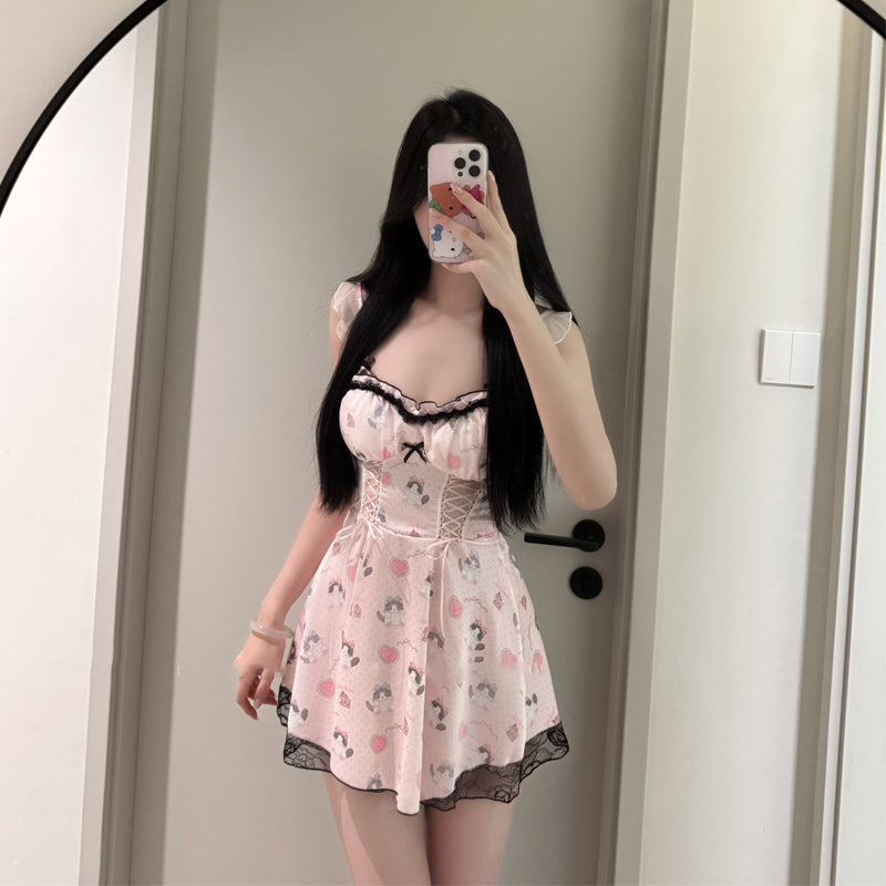 Kitty Ice silk suspender nightdress PA20023