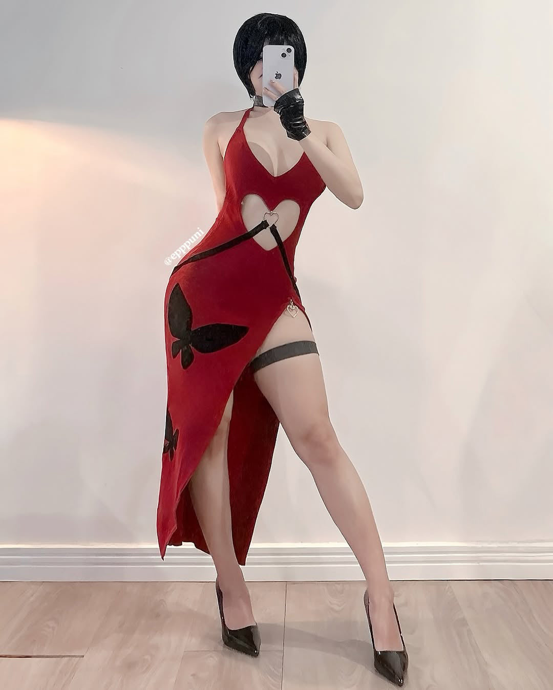 Sexy Red Heart Cutout Dress For Female KO65