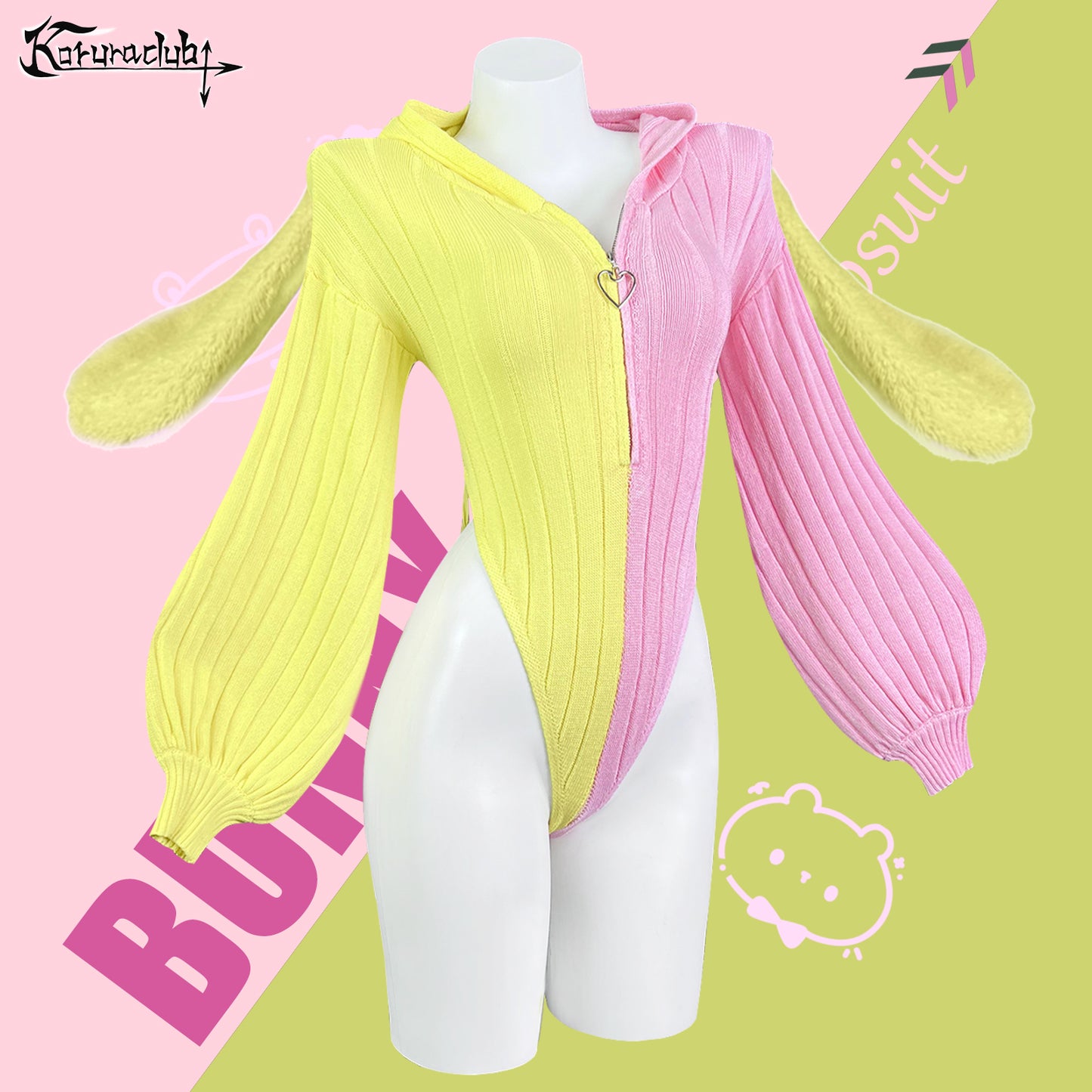 Bunny Ear Hoodie Bodysuit KO64