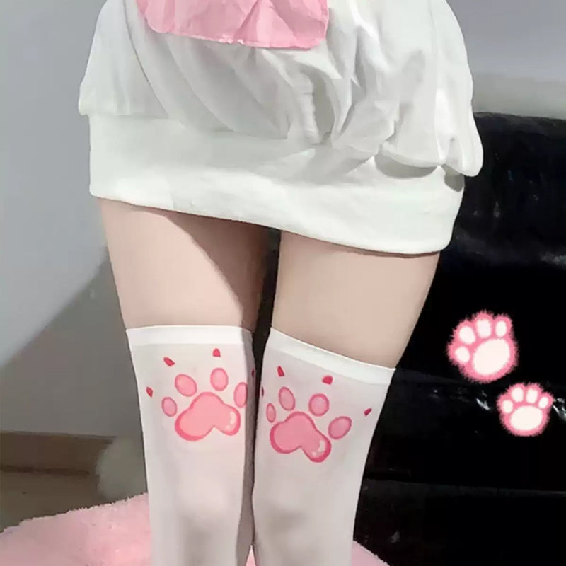 Cute cat claw white stretch stockings PA20003