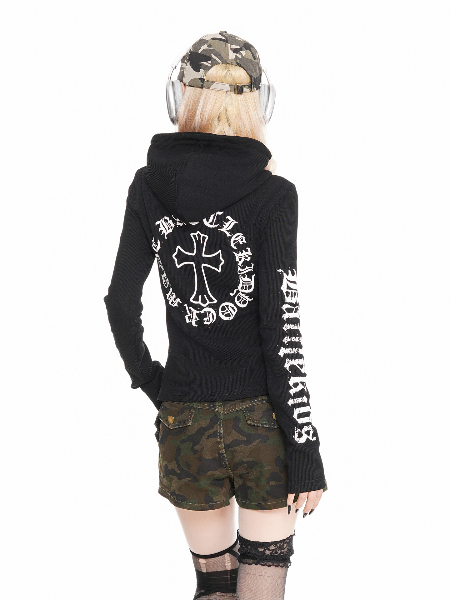 Gothic Hooded Double Zip Cardigan PA20274