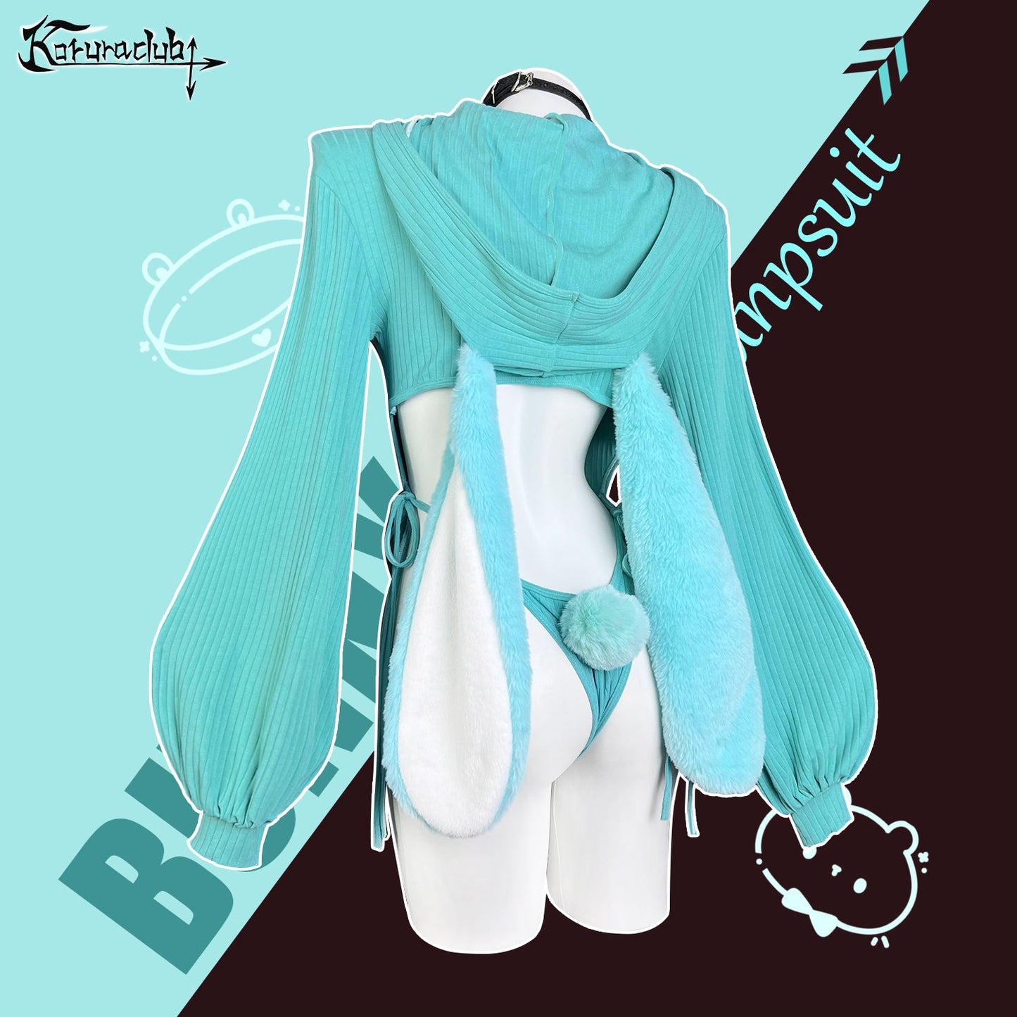 Bunny Ear Hoodie Bodysuit KO64