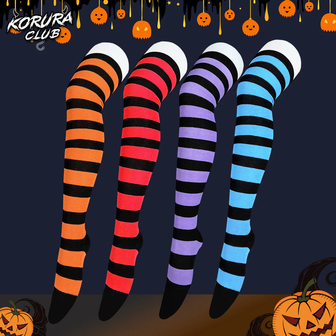Halloween Striped Thigh-High Socks KS11