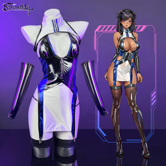 Blue And White Cyber Cheongsam KO61