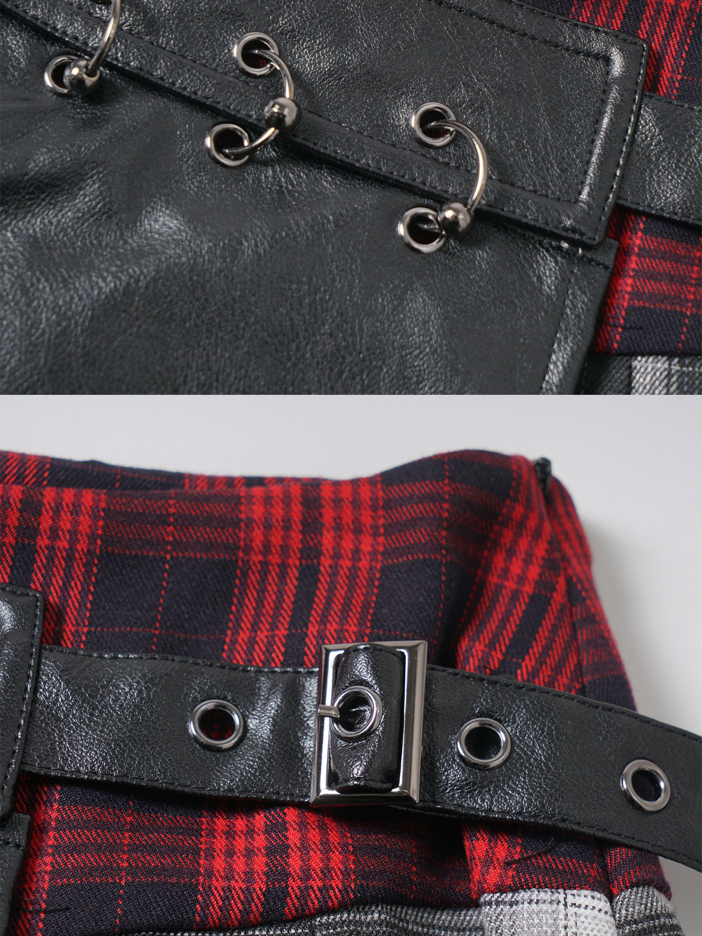 Plaid patchwork irregular skirt PA20277