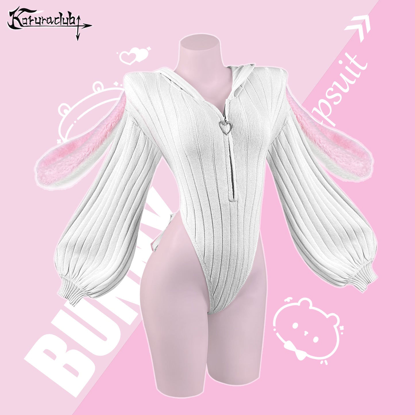 Bunny Ear Hoodie Bodysuit KO64