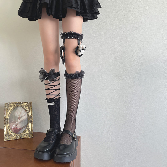 Gothic style layered lace socks PA20083