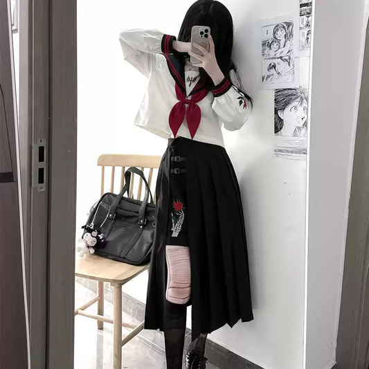 Long embroidered sailor suit PA20106