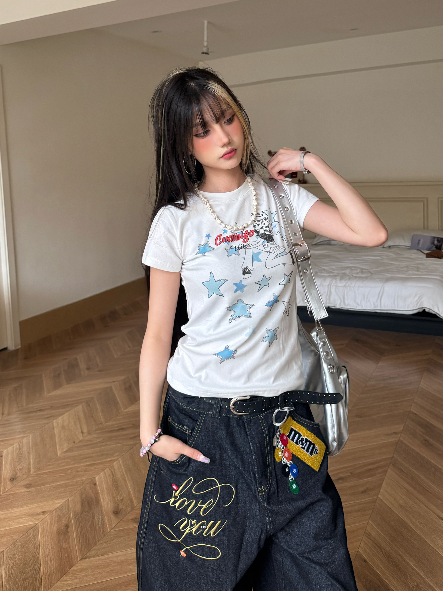 Y2K star cartoon print T-shirt PA20263