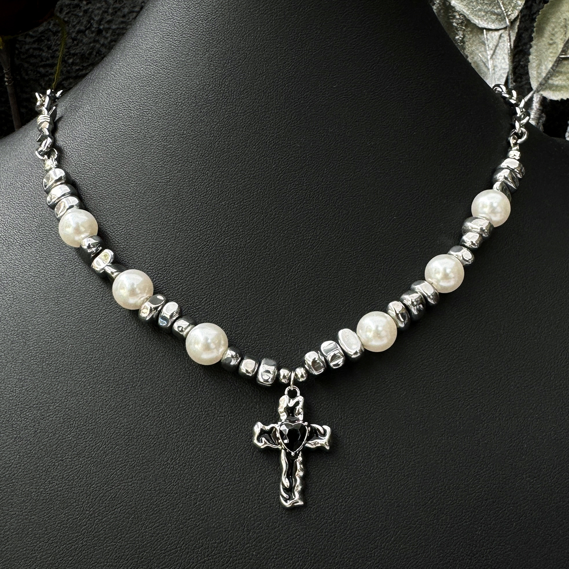 Cross Pearl Clavicle Necklace PA20149