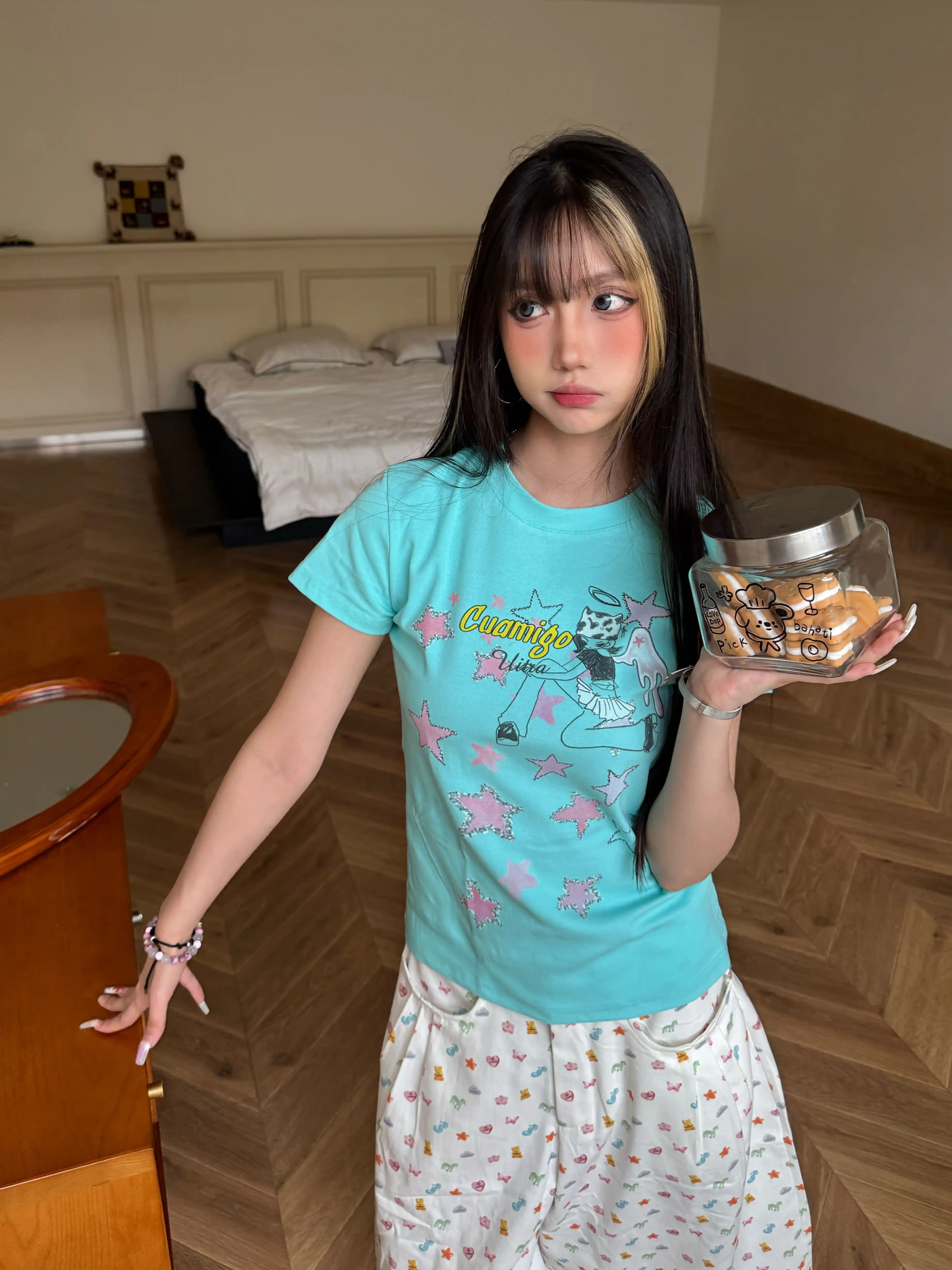 Y2K star cartoon print T-shirt PA20263