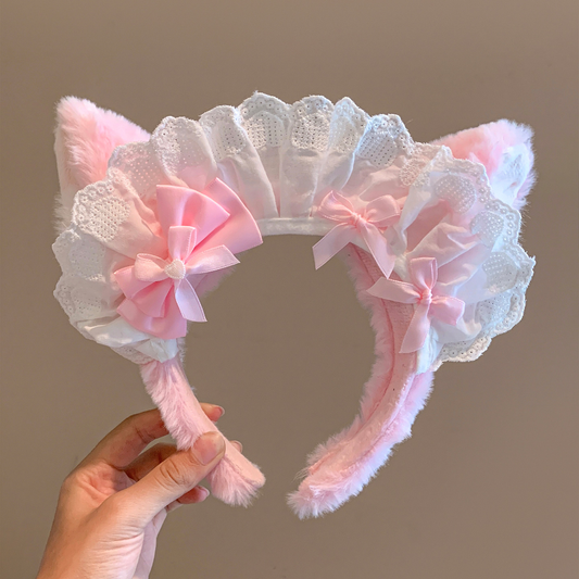 Bow cat ear plush headband PA20234