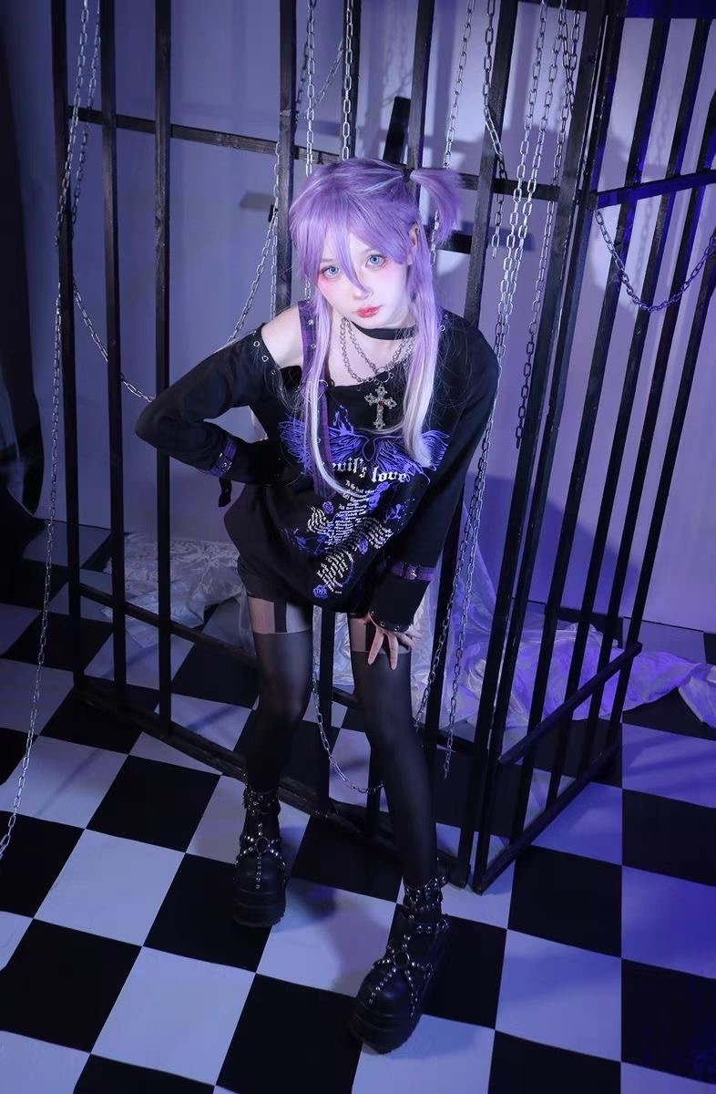 Punk y2k hot girl cross off-shoulder sweatshirt PA20244