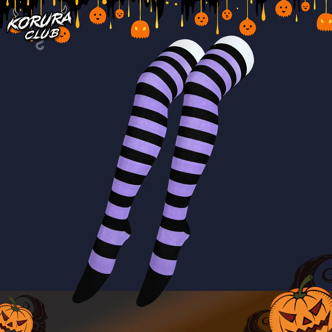 Halloween Striped Thigh-High Socks KS11