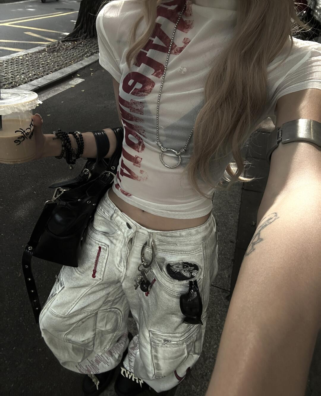 Punk y2k dirty dyed work jeans PA20248