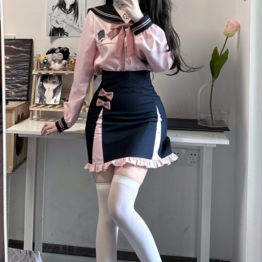 College sailor suit hip skirt PA20161