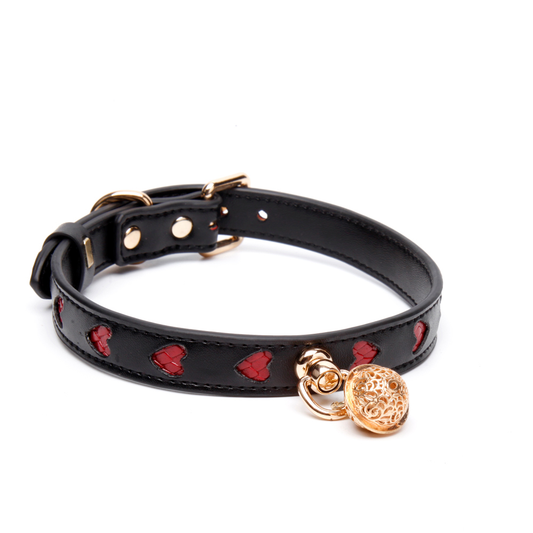 Black leather choker neckband PA20145