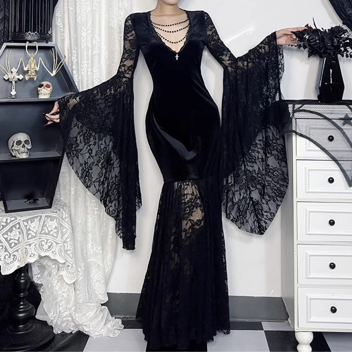 Velvet witch lace dress PA20171