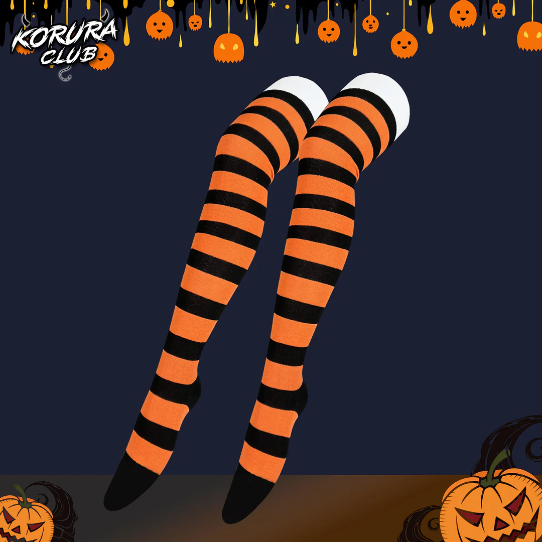 Halloween Striped Thigh-High Socks KS11