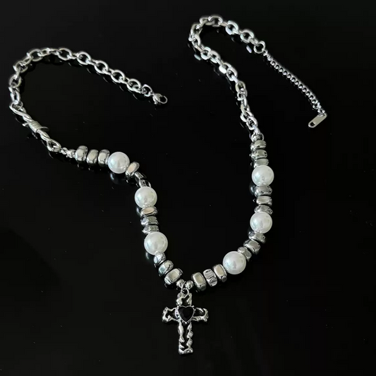 Cross Pearl Clavicle Necklace PA20149