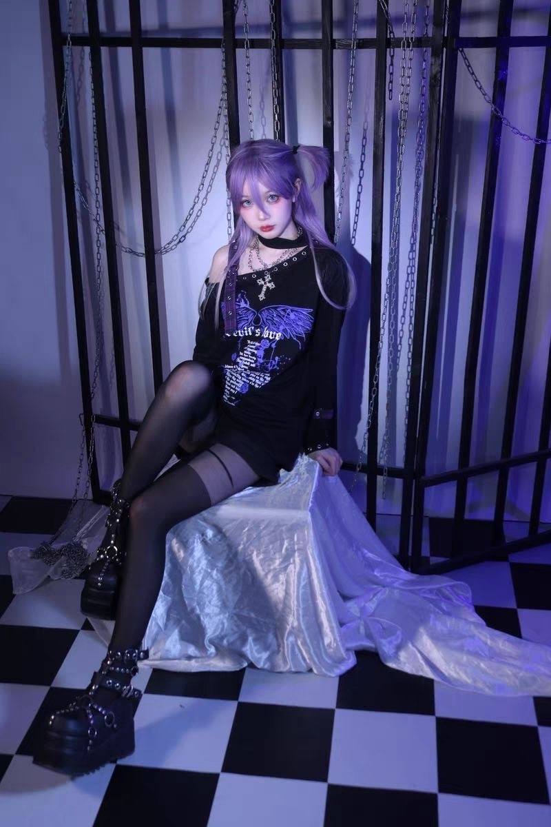 Punk y2k hot girl cross off-shoulder sweatshirt PA20244