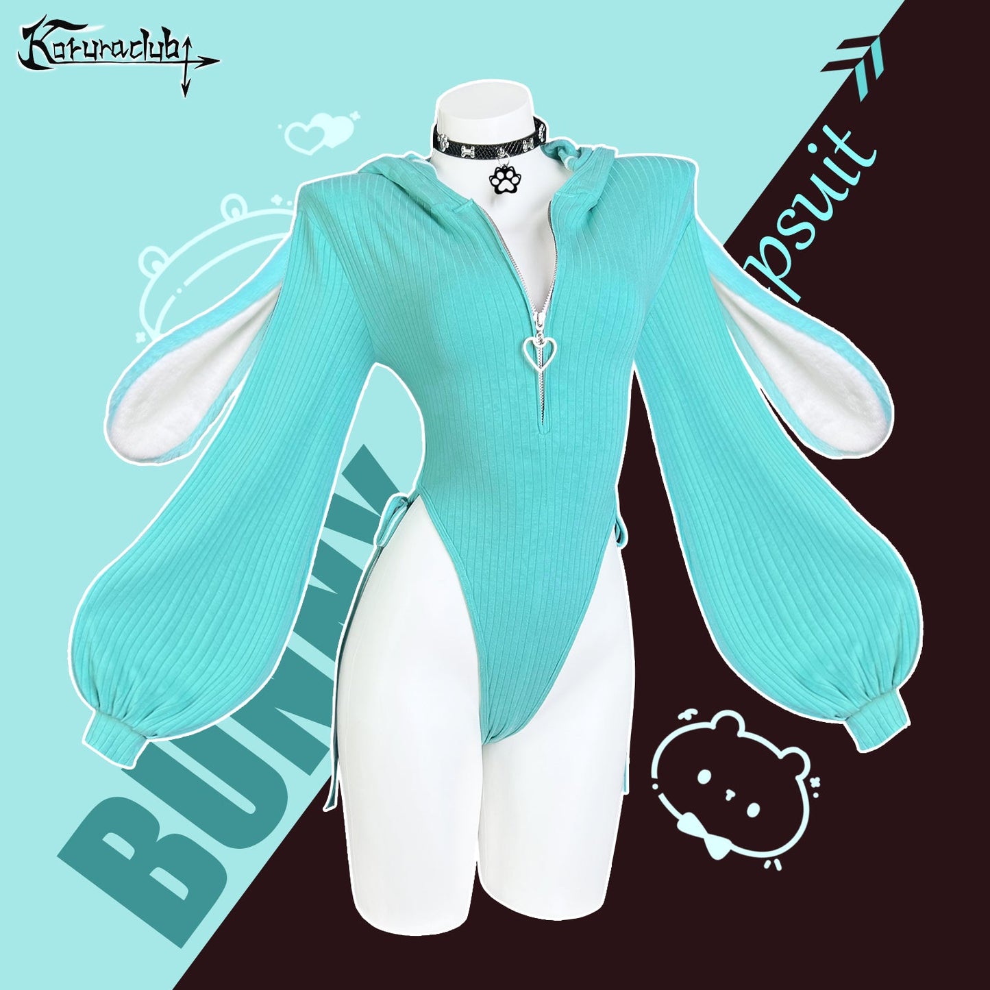 Bunny Ear Hoodie Bodysuit KO64