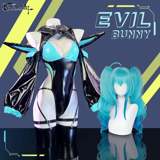 Black and Cyan Cosplay Evil Bunny Lingerie KO83