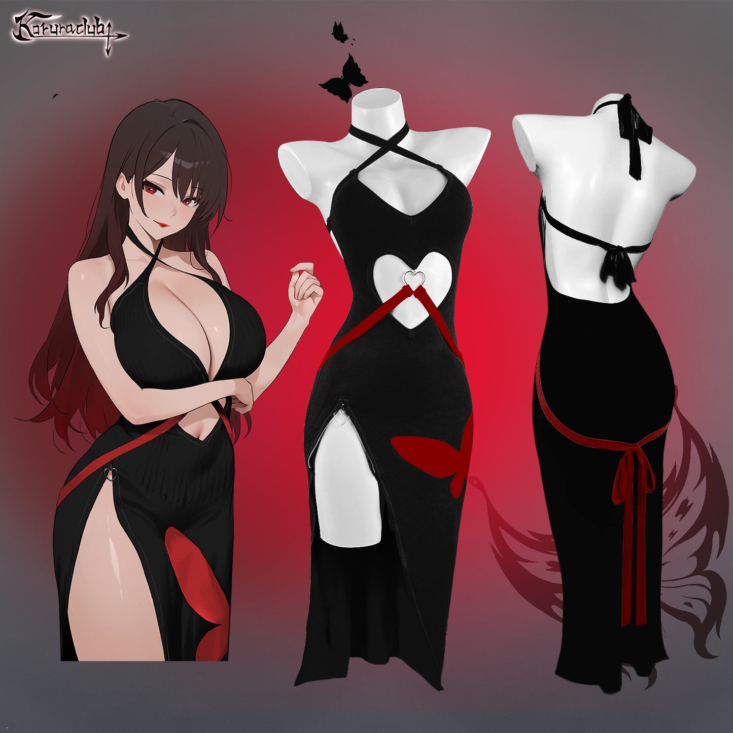 Sexy Red Heart Cutout Dress For Female KO65