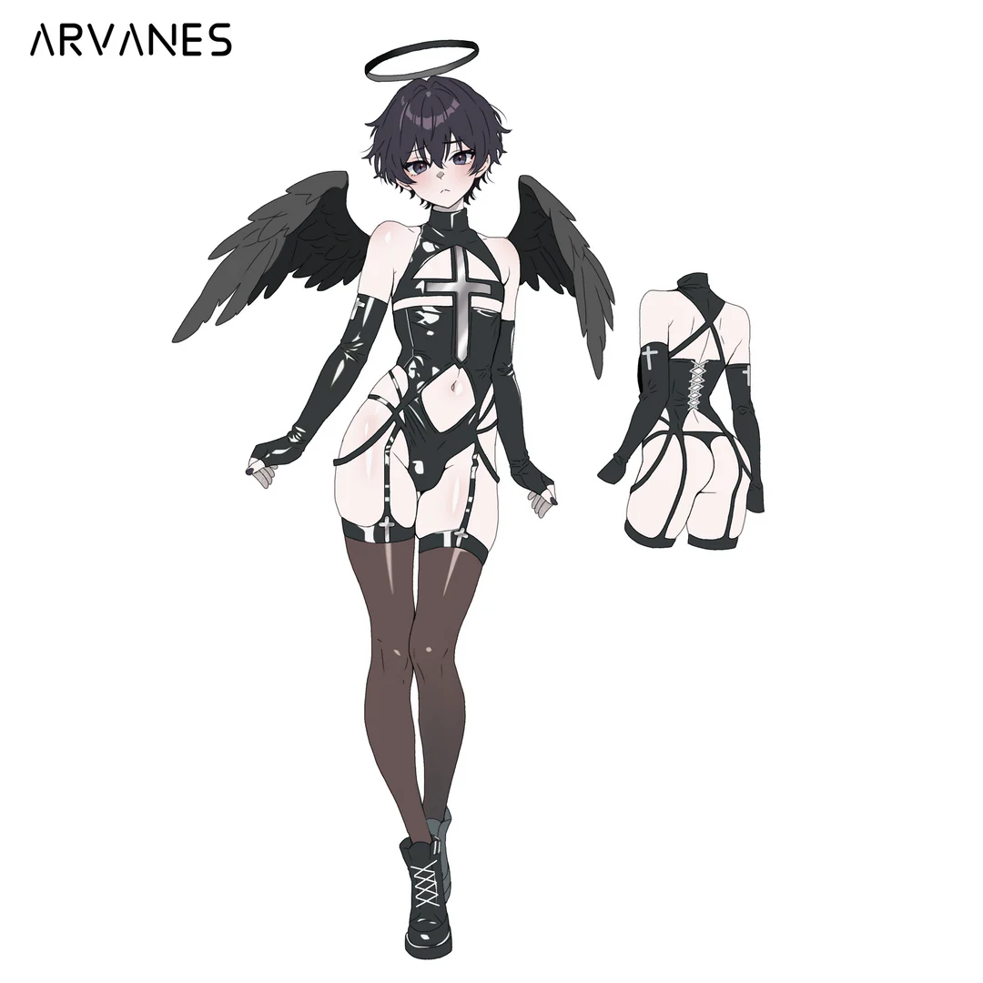 Pre-Order Dark Cross Wings Strappy Outfit AS07