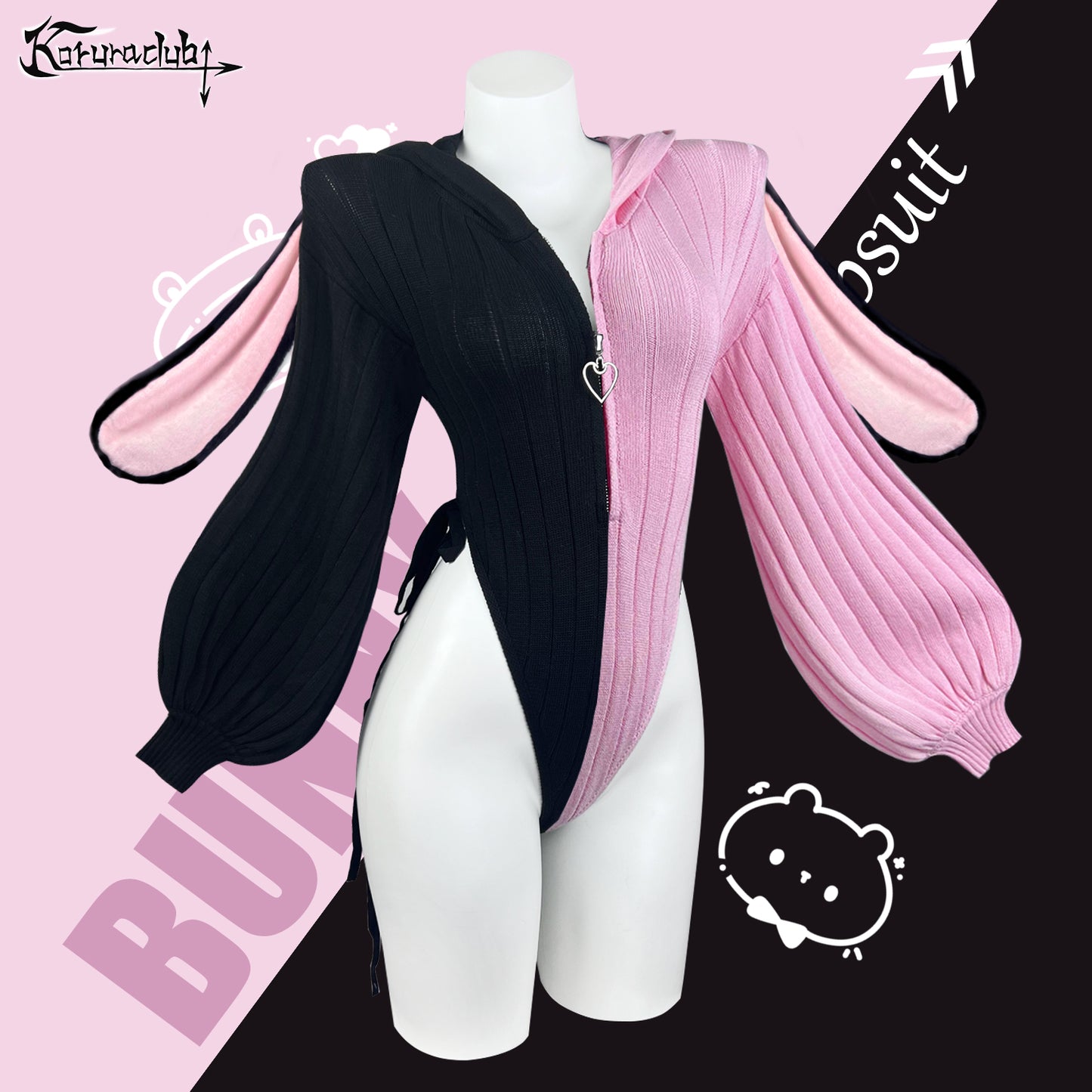 Bunny Ear Hoodie Bodysuit KO64