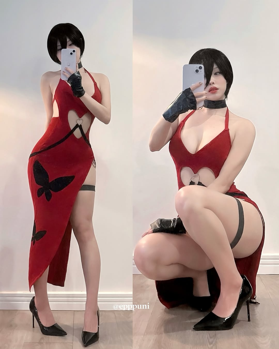 Sexy Red Heart Cutout Dress For Female KO65