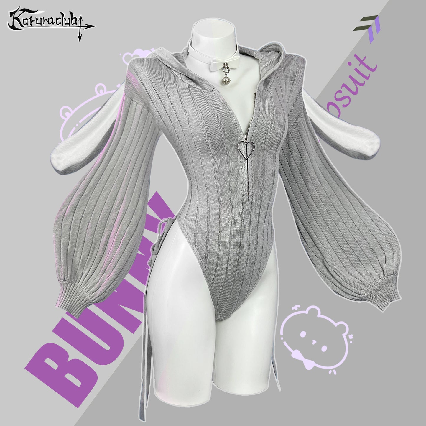Bunny Ear Hoodie Bodysuit KO64
