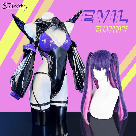 Black and Purple Cosplay Evil Bunny Lingerie   KO85