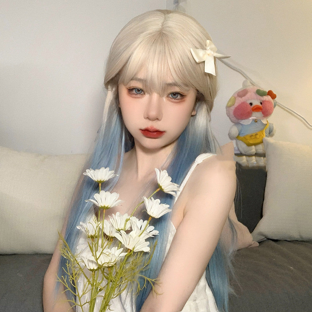 Gradient Blue Long Straight Wig PL52246