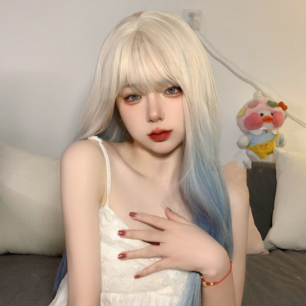 Gradient Blue Long Straight Wig PL52246