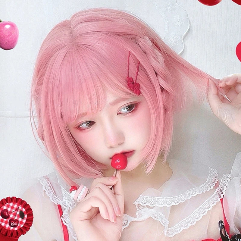 Pink short wig PL51208