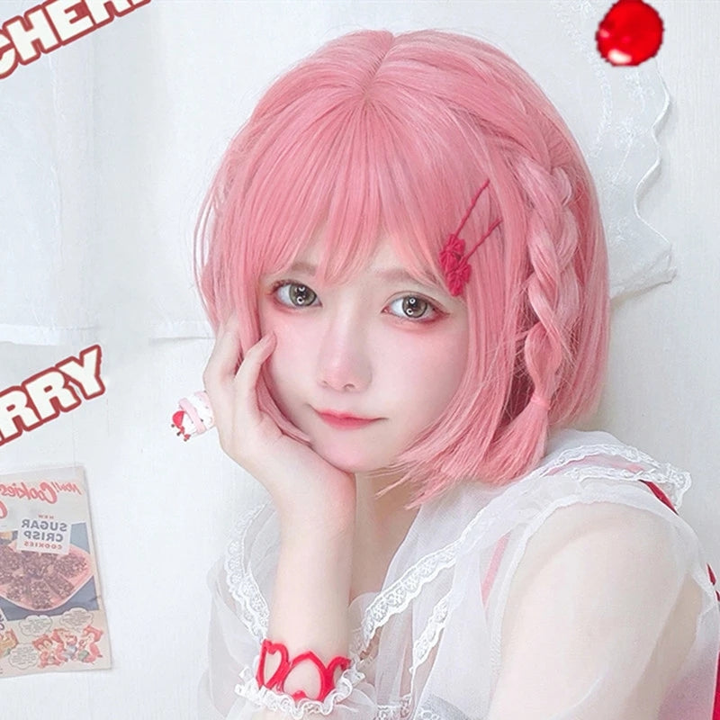 Pink short wig PL51208