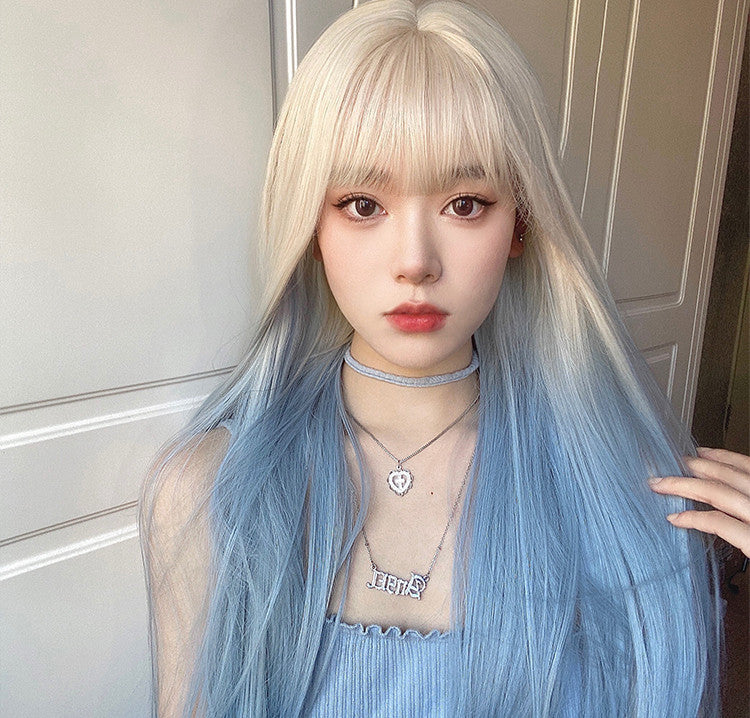 Gradient Blue Long Straight Wig PL52246