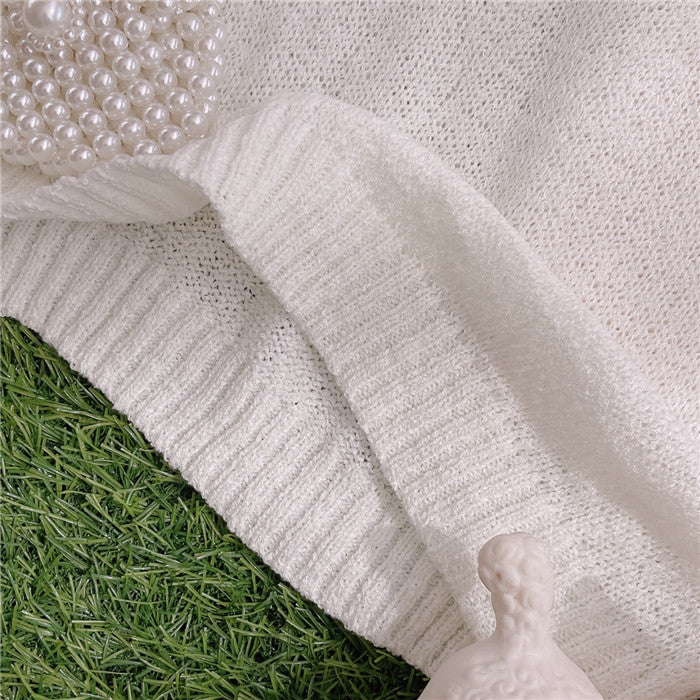 hollow heart knitted sweater short sleeve PL52574