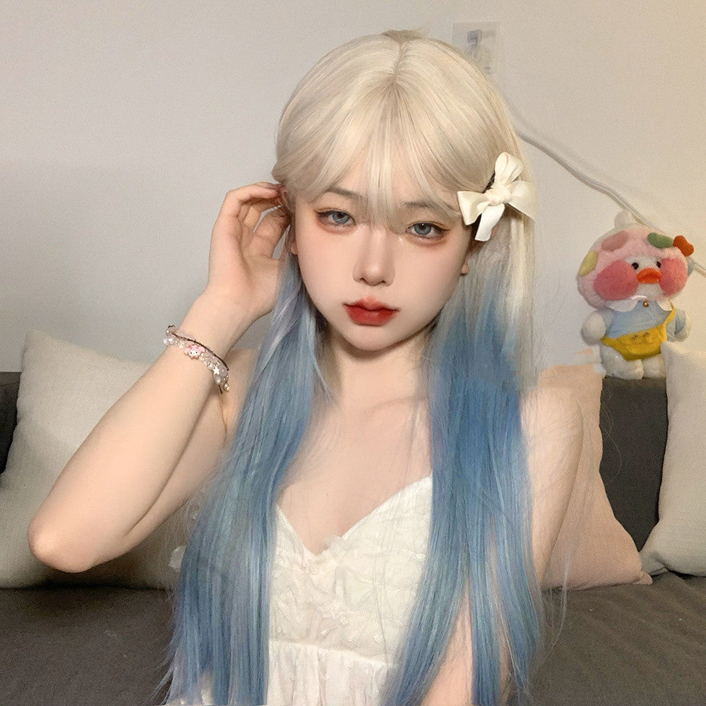 Gradient Blue Long Straight Wig PL52246