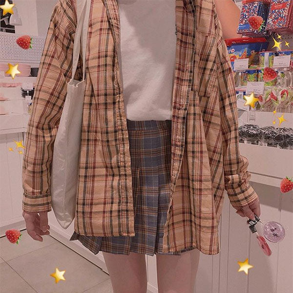 Lolita Plaid High Waist Zip Skirt PL20157