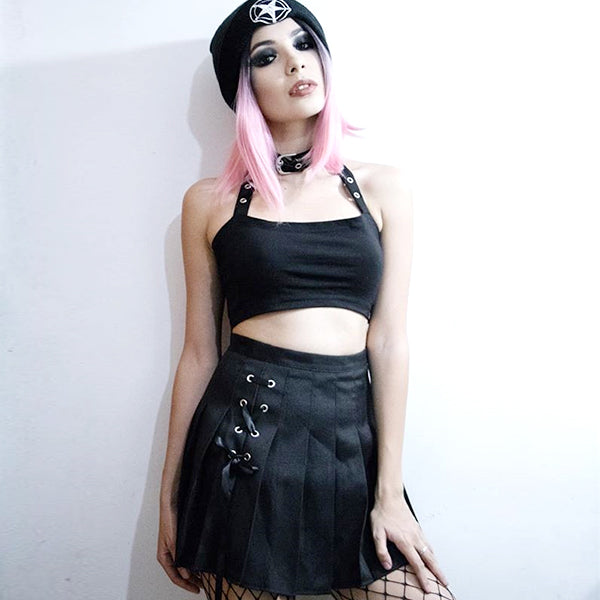 Cross strap high waist skirt PL20073