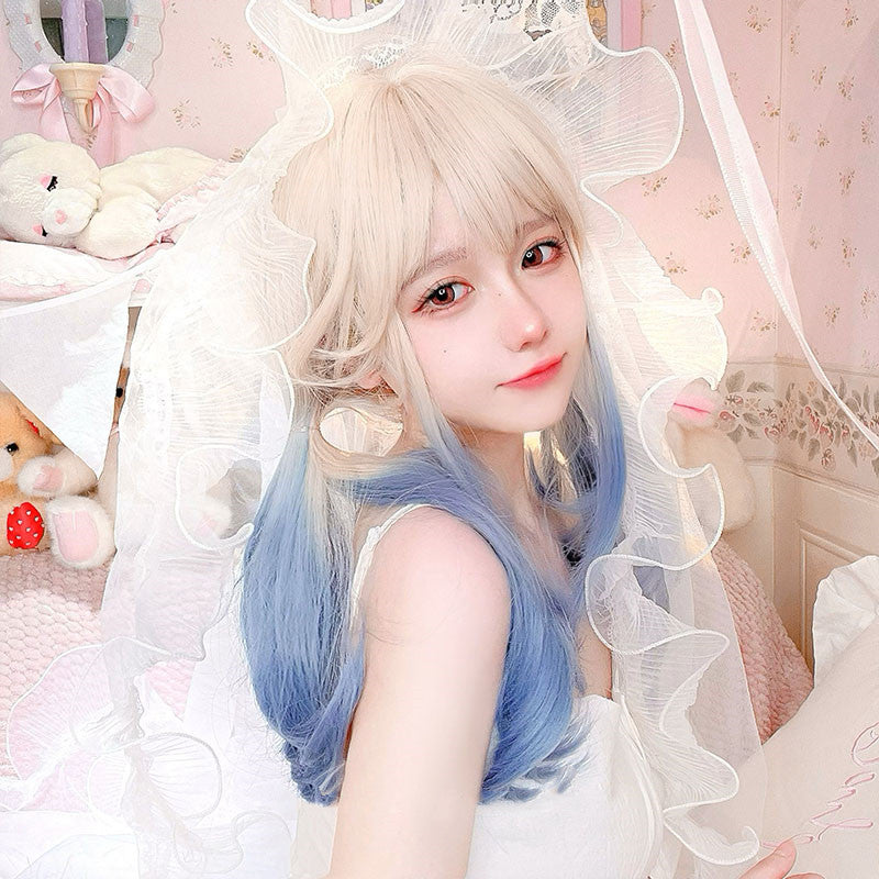 Harajuku gradient long curly wig PL52414