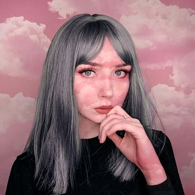 Gray-blue wig PL21055