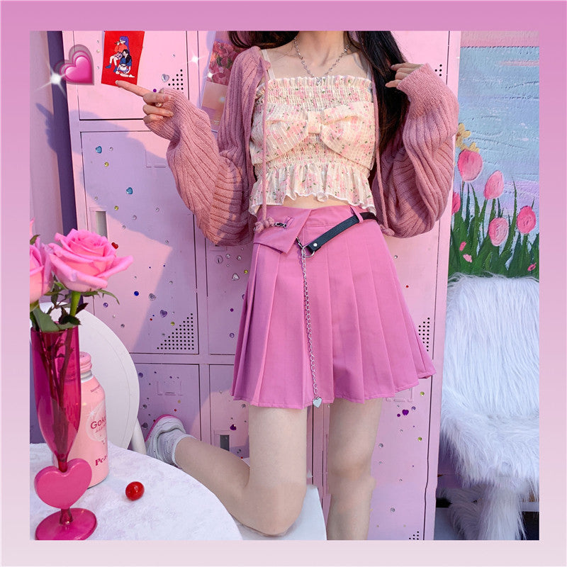 Pink with belt skirt PL52272