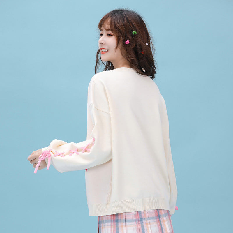 White Bunny Print Sweater PL52805