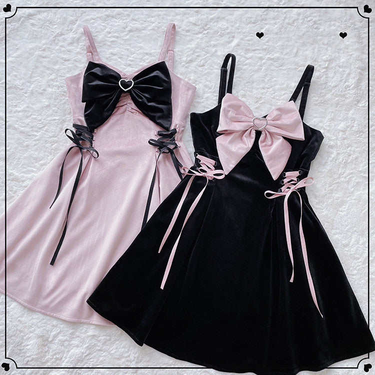 large bow suspender dress PL52591