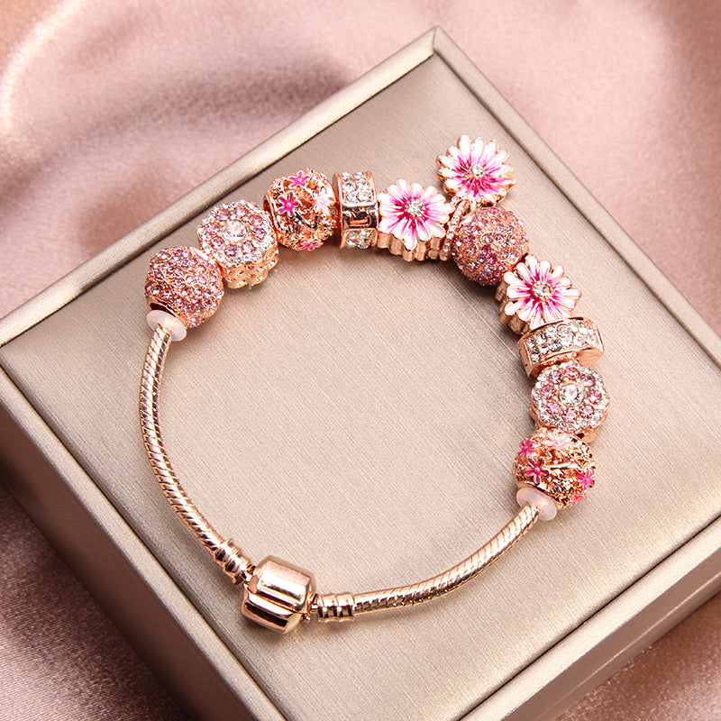 Pink Daisy Flower Bracelet PL52319